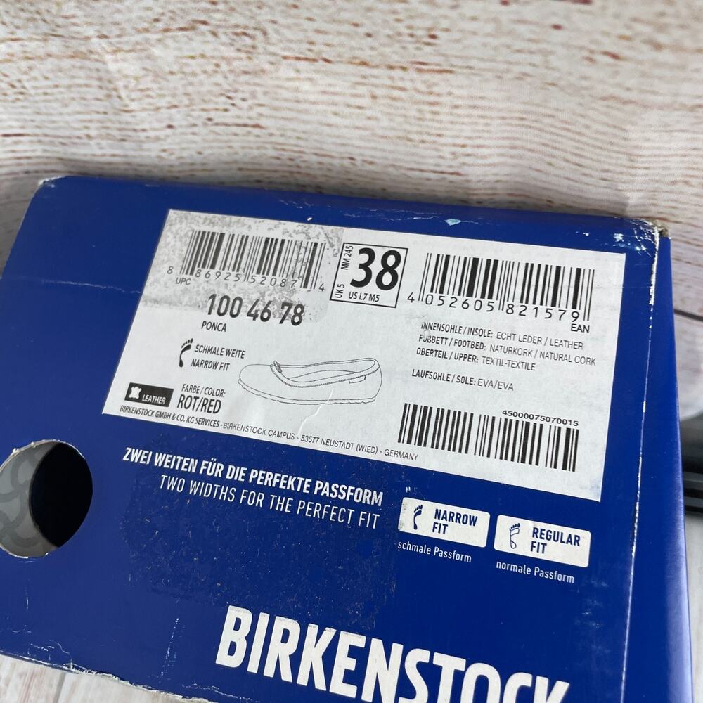 Birkenstock Ponca Womens EU 38 US 7 Narrow Ballet Flats Red - Picture 11 of 11